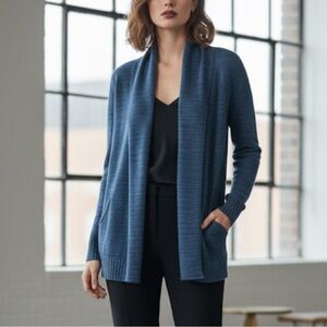 Aritzia Wilfred Flaubert Blue Silk Cashmere Open Cardigan